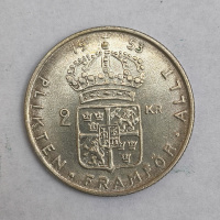 Rückseite : Schweden 2 Kronor -Gustaf VI Adolf 1953-TS