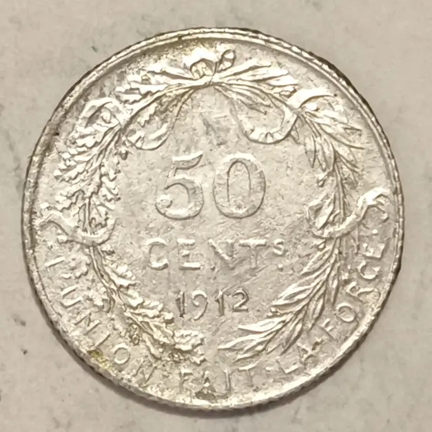 Rückseite : 50 Centimes - Albert I. in französischer Umschrift