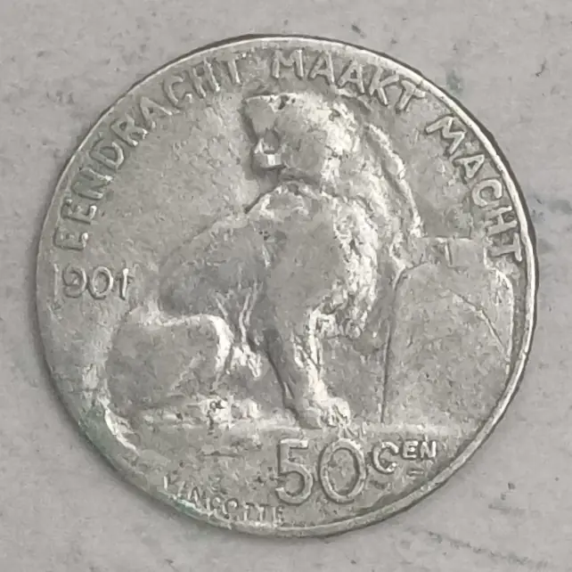 Rückseite : 50 Centimes 1901 LEOPOLD II KÖNIG DER BELGIER