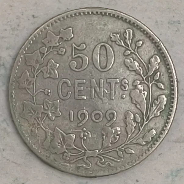 Rückseite : 50 Centimes 1909 Leopold II