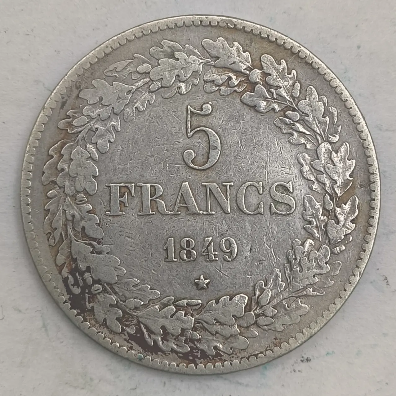 Rückseite : 5 francs - Léopold 1er tête laurée