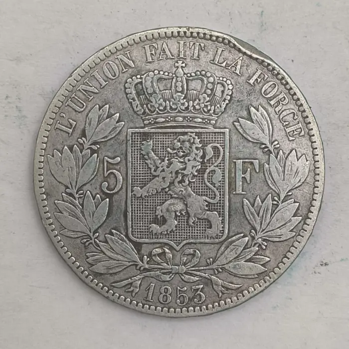 Rückseite : 5-franc Münze - Léopold Ier Kopf