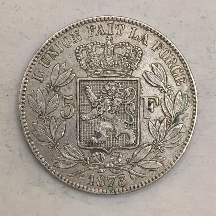 Rückseite : 5-franc Silbermünze Léopold II König der Belgier