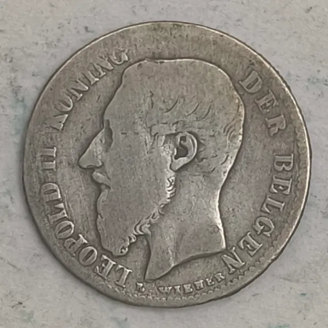 Obverse : 50 Cn - Leopold II Dutch text
