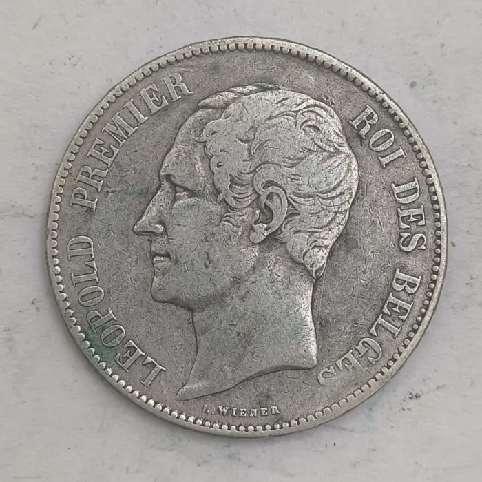 Obverse : 5 francs - Leopold naked head