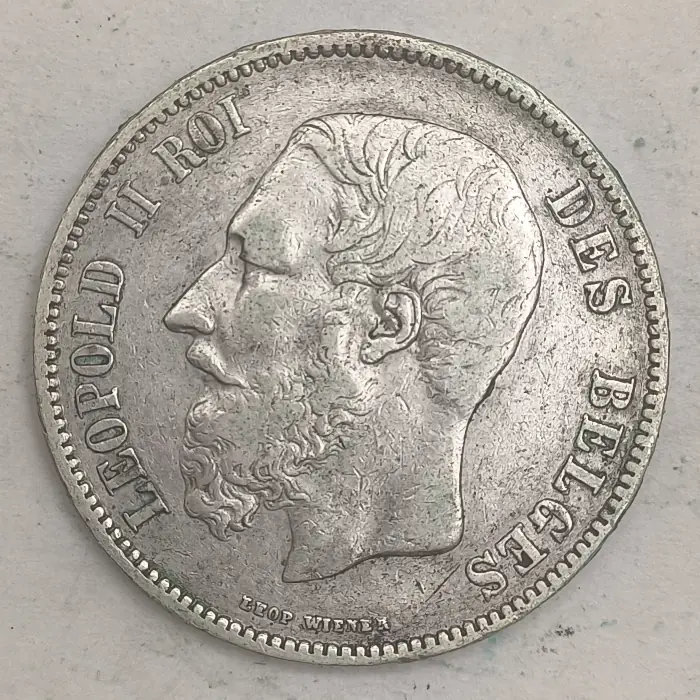 Obverse : Belgium 5 francs 1870