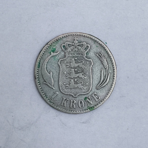 Rückseite : Dänemark 1 Krone Christian IX 1875 ♥ CS