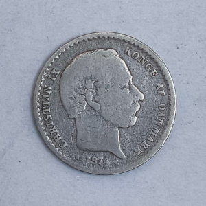 Obverse : Denmark 25 öre Christian IX 1874 ♥ CS