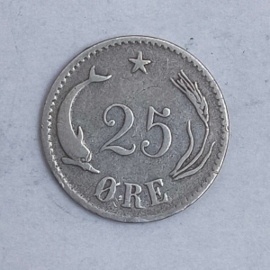 Rückseite : Dänemark 25 öre Christian IX 1874 ♥ CS