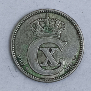 Obverse : Denmark 25 öre Christian X 1916 ♥ VBP