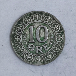 Rückseite : Dänemark 10 öre Friedrich VIII 1907 ♥ VBP