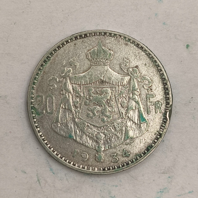 Rückseite : 20-franc Silbermünze - Albert I. (französische Legende)