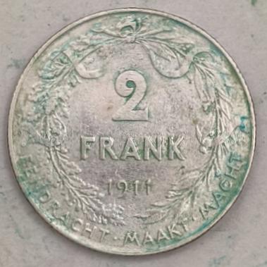 Rückseite : Belgien 2 Franken - König Albert der Belgier 1911