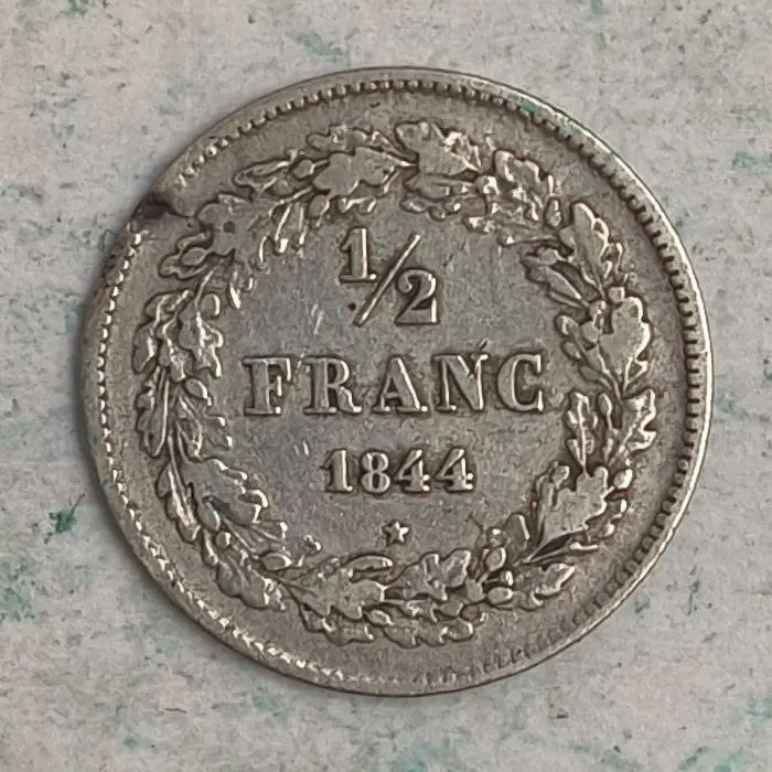 Rückseite : ½ franc - 1844 - Leopold I. Lorbeerkranz