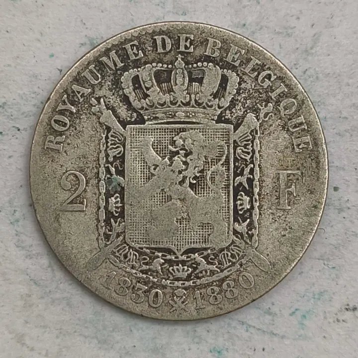 Rückseite : 2 francs - Leopold II - 50. Jahrestag der Unabhängigkeit