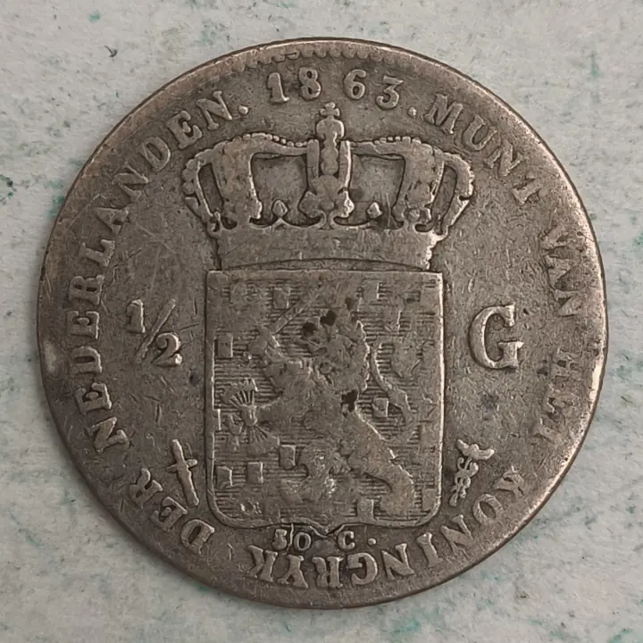 Rückseite : Niederlande ½ Gulden - 1863 Willem III König