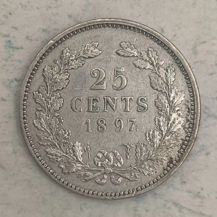 Rückseite : Niederlande 25 Cent - Wilhelmina - 1897