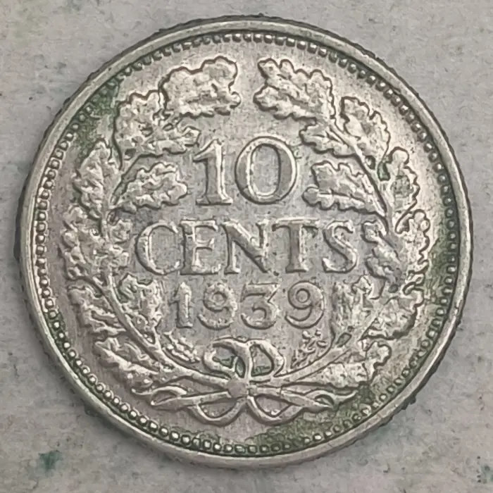 Rückseite : Niederlande 10 Cent - Königin Wilhelmina - 1939