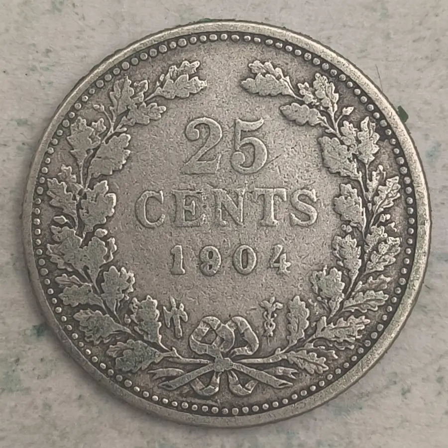 Rückseite : Niederlande 25 Cent - Wilhelmina - 1904