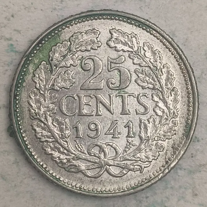 Rückseite : Niederlande 25 Cent - Königin Wilhelmina - 1941