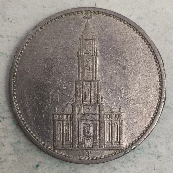 Rückseite : Deutschland - 5 reichsmark - Garnisonskirche Potsdam 1934-J