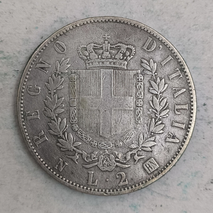 Rückseite : Italien - 2 Lire VITTORIO EMANUELE 1863 - M