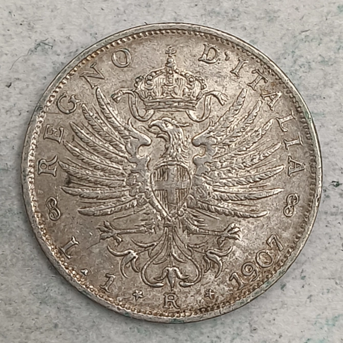 Rückseite : Italien 1 Lire - Vittorio Emanuele III 1907 R