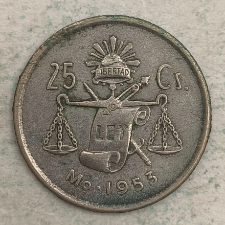 Rückseite : Mexico 25 Centavos 1953 Mo