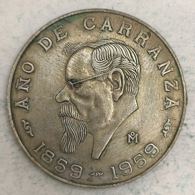Rückseite : Mexico 5 Pesos 1959 Mo Centenaire Geburtstag Carranza