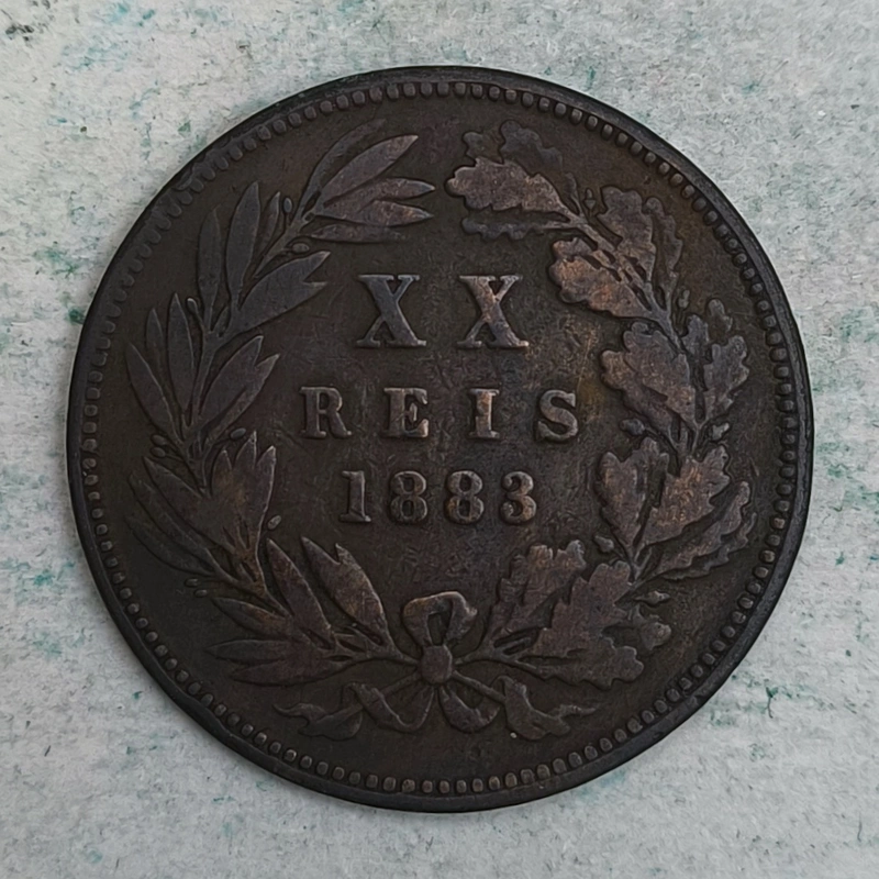Rückseite : Portugal 20 réis 1883 - Portrait von Luís I