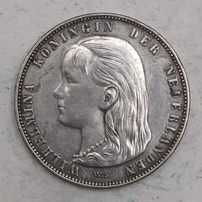Obverse : Netherlands 1 gulden 1892 Wilhelmina
