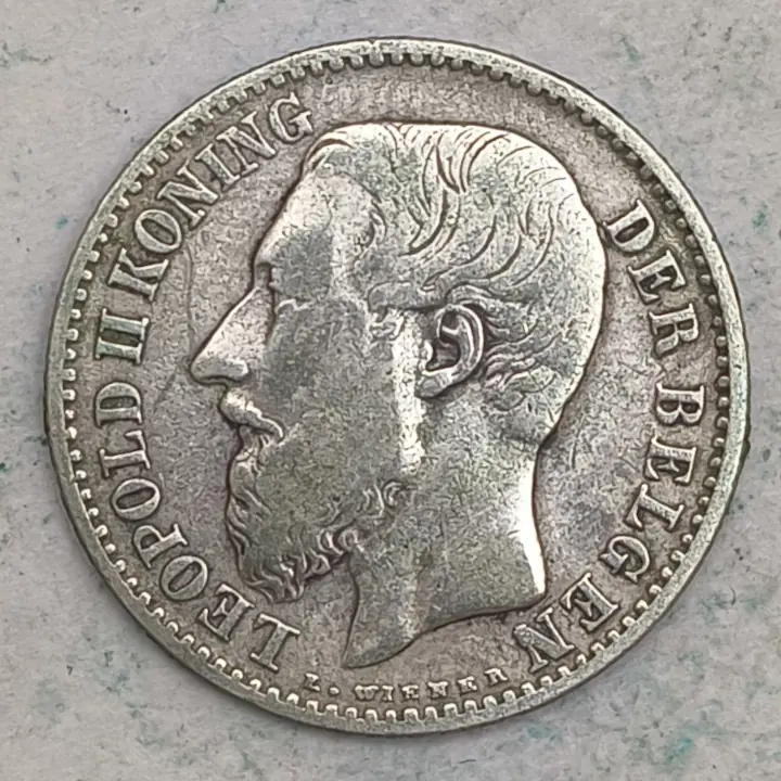 Obverse : 1 franc - Leopold II KONING DER BELGEN - 1886