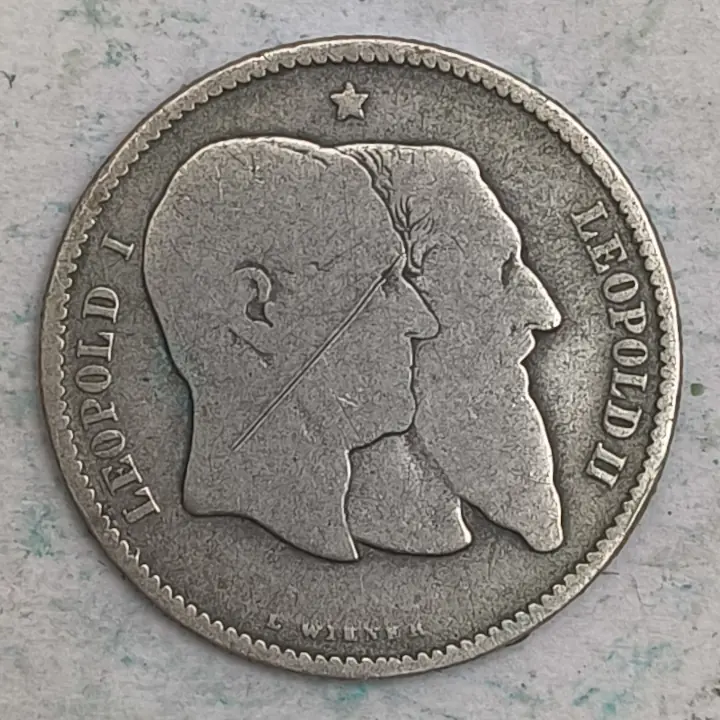 Obverse : 1 franc - Leopold II - 50th anniversary of independence