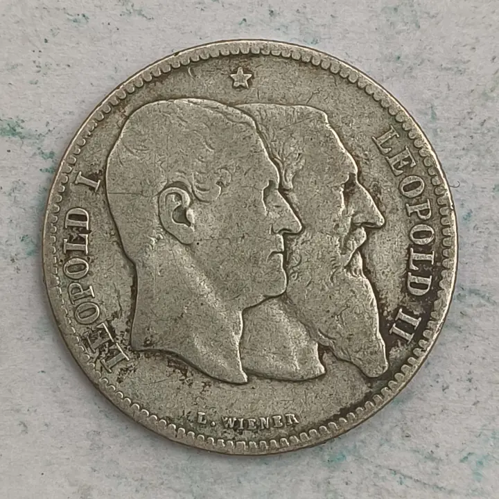 Obverse : 2 francs - Leopold II - 50th anniversary of independence
