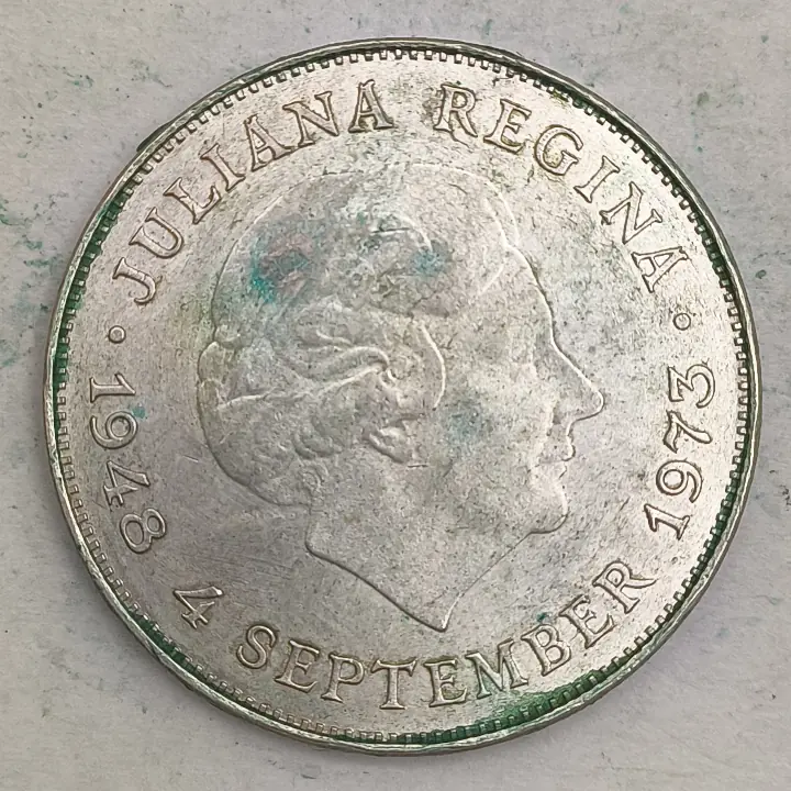Obverse : 10 Gulden - 25th anniversary of Queen Juliana's reign.