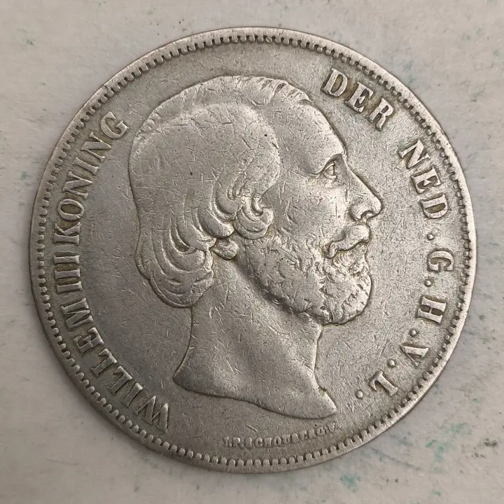 Obverse : Netherlands, 21⁄2 gulden, Guillaume III, 1858