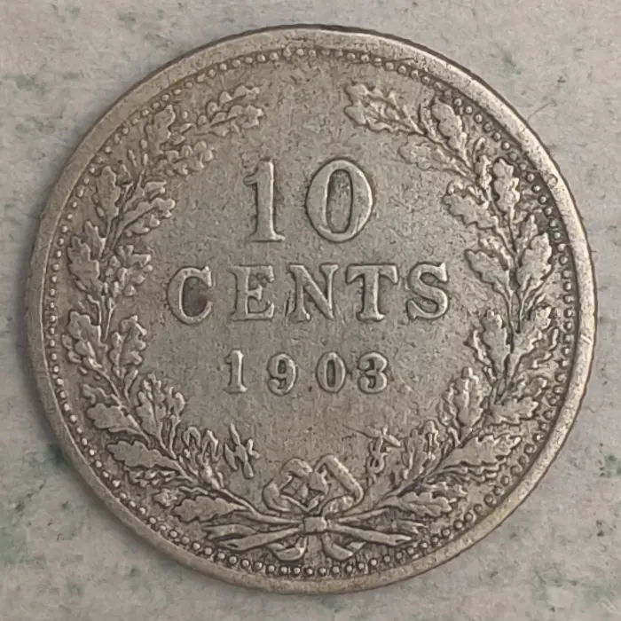 Obverse : Netherlands 10 Cents - Wilhelmina - 1903