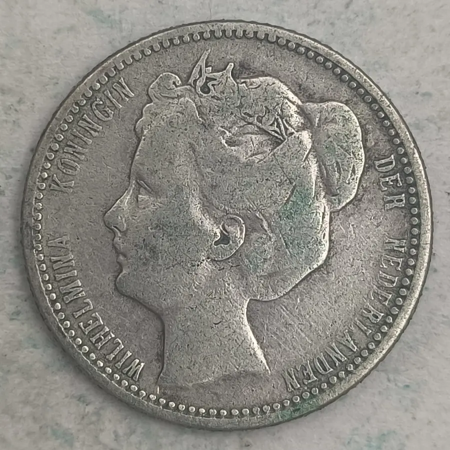 Obverse : Netherlands 25 Cents - Wilhelmina - 1904