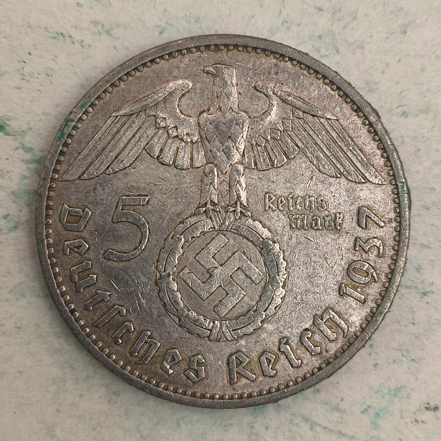 Obverse : Germany 5 Reichsmark - Third Reich 1937-A