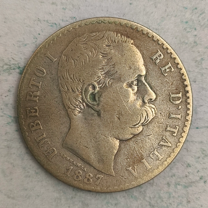 Obverse : Italy - 2 lire 1887 R - Umberto I
