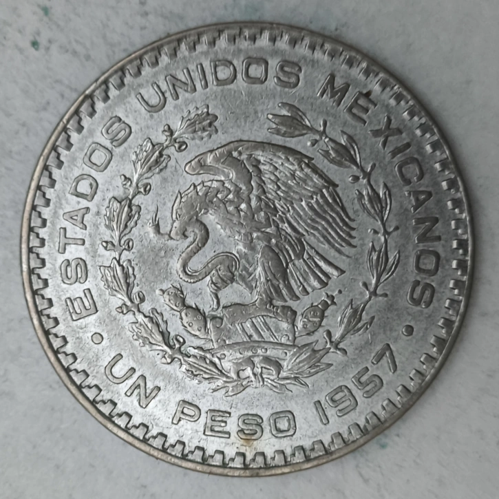 Obverse : Mexico 1 peso 1957 Mo - Centenary of the Constitution of Mexico
