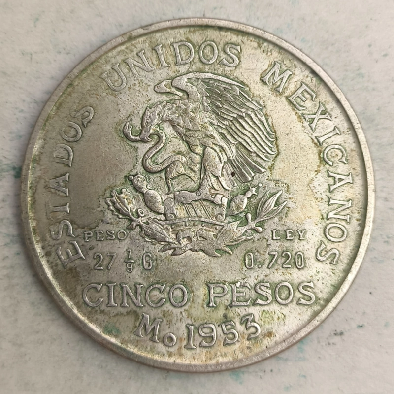 Obverse : Mexico 5 pesos 1953 Mo