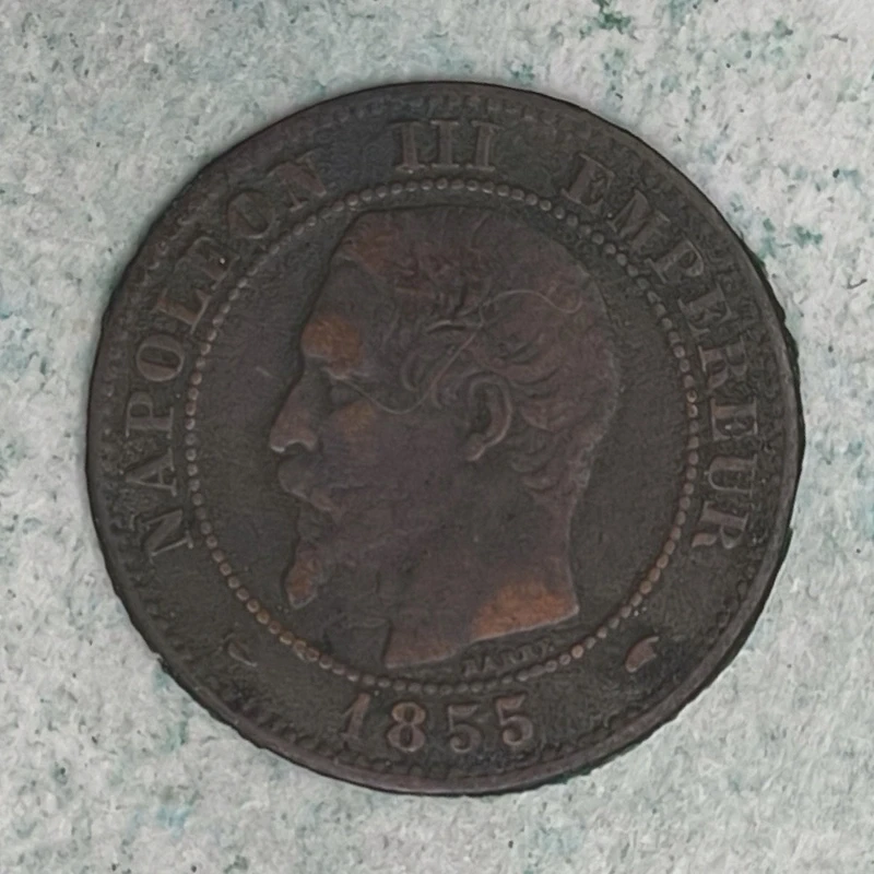 Obverse : France 2 cents Napoleon III 1855 A