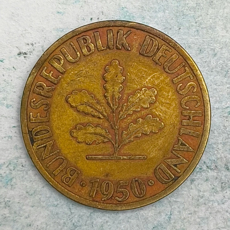 Obverse : Germany 10 pfennigs 1950 D