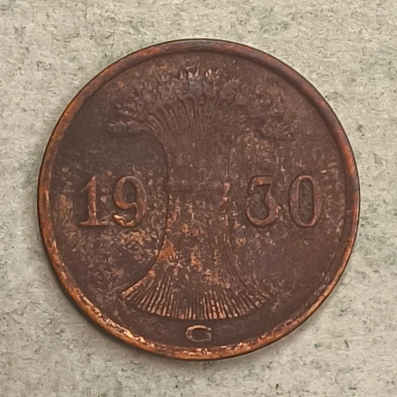 Obverse : Allemagne 1 reichspfennig 1930-G