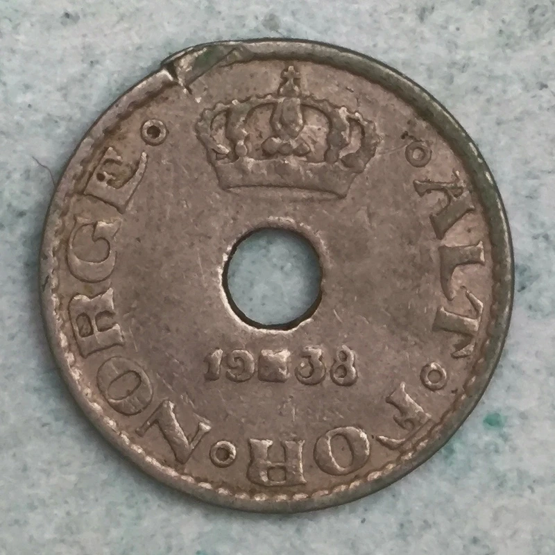 Obverse : Norway 10 øre 1938