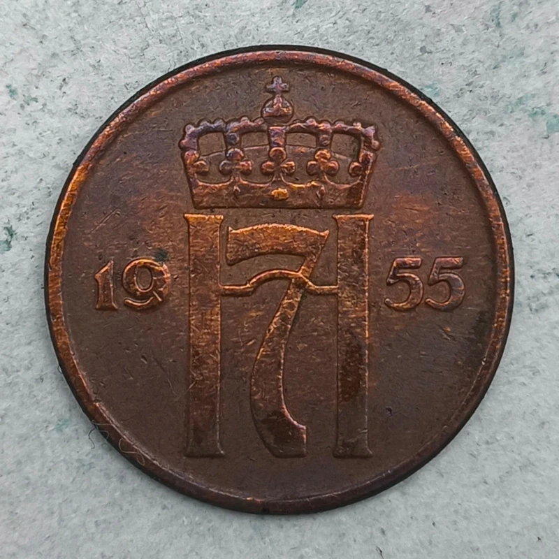 Obverse : Norway 5 øre 1955