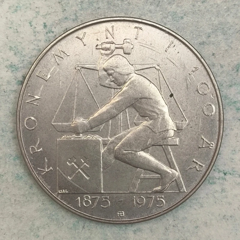 Obverse : Norway 5 kroner 1975 (100th anniversary of the Krone system) set