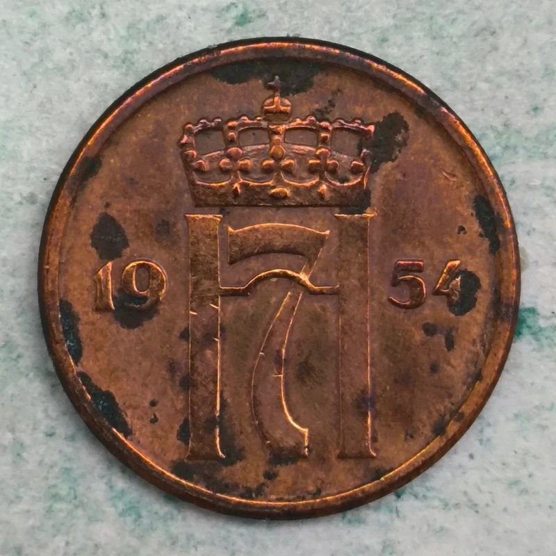 Obverse : Norway 2 øre 1954