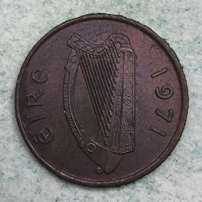 Obverse : Irlande ½ Penny 1971 - Oiseau sur les Rochers